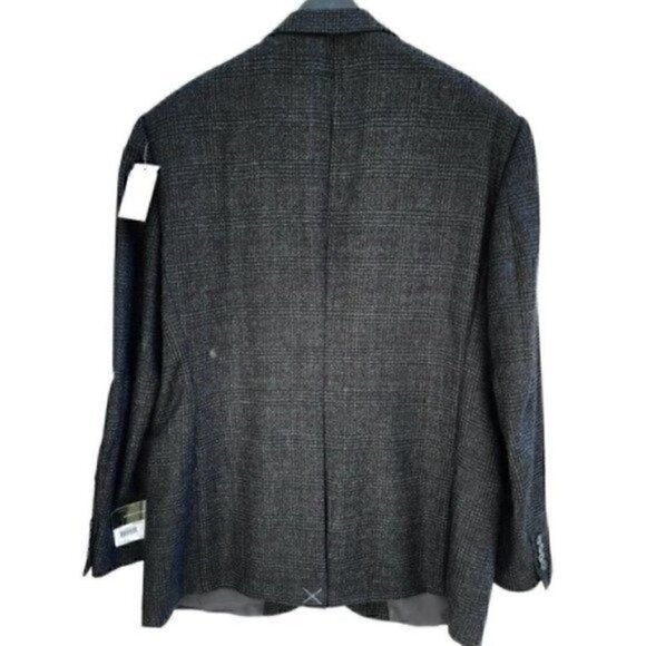 NWT Bert Pulitzer 100% Lambswool Plaid Sports Coat Blazer Dark Gray Men’s 44R - Picture 2 of 8